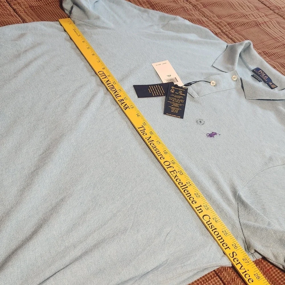 Polo Ralph Lauren Men's XXL Blue Heather Classic Fit Mesh Polo Short Sleeve Logo